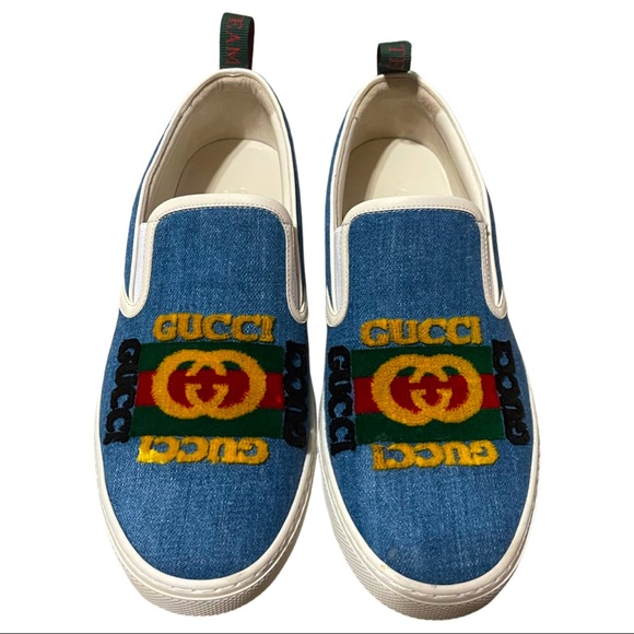 Gucci Other - 100% AUTH men’s Gucci Kura denim slip on sneakers Gucci size 7 US size 7.5